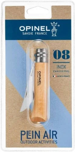 Opinel N°08 Inox RVS Zakmes -Sportuitrusting 3123840004056 opinel no8 roestvrij blister resultaat 1