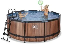 EXIT TOYS EXIT Wood Zwembad - 360 X 122 Cm - Met Zandfilterpomp En Trap -Sportuitrusting 867 1200 30.27.12.10 3
