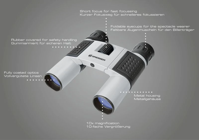 Bresser Topas Verrekijker - 10x25 Mm - Zilver 4 Bresser Topas Verrekijker - 10x25 Mm - Zilver - Afbeelding 4