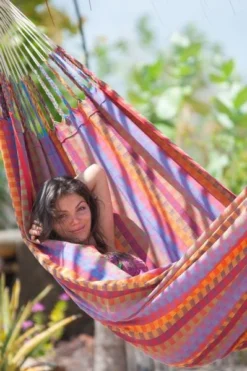 La Siesta Carolina 2 Persoons Hangmat - Flowers -Sportuitrusting 900 598 cah16 2 carolina flowers cotton double classic hammock image 05