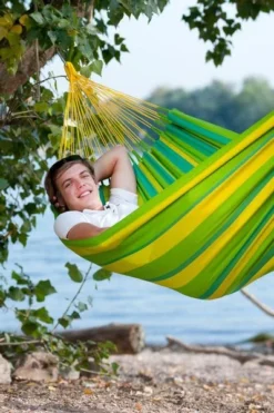 La Siesta Sonrisa 1 Persoons Hangmat - Lime -Sportuitrusting 900 598 snh14 4 sonrisa lime weather resistant single classic hammock image 05 1