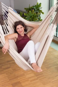 La Siesta Habana Hangstoel XL - Nougat -Sportuitrusting 900 601 hal21 1 habana nougat organic cotton lounger hammock chair image 05