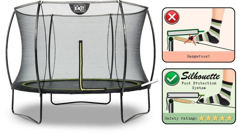 EXIT TOYS Exit Silhouette Trampoline Met Net - Ø 244 Cm - Zwart 2 EXIT TOYS Exit Silhouette Trampoline Met Net - Ø 244 Cm - Zwart - Afbeelding 2