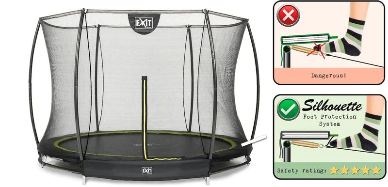 EXIT TOYS Exit Silhouette InGround Trampoline Met Net - Ø 244 Cm - Zwart 2 EXIT TOYS Exit Silhouette InGround Trampoline Met Net - Ø 244 Cm - Zwart - Afbeelding 2