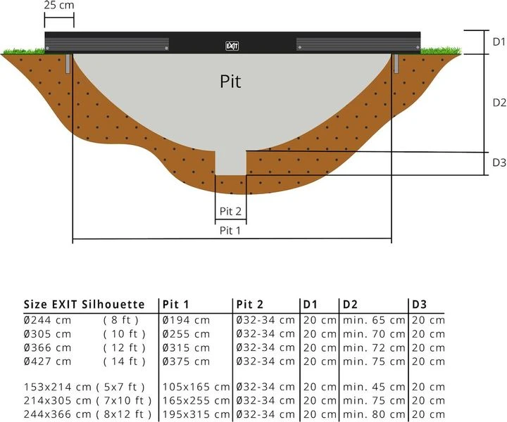 EXIT TOYS Exit Silhouette InGround Trampoline Met Net - 214 X 153 Cm - Zwart 3 EXIT TOYS Exit Silhouette InGround Trampoline Met Net - 214 X 153 Cm - Zwart - Afbeelding 3