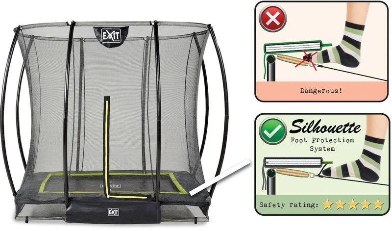 EXIT TOYS Exit Silhouette InGround Trampoline Met Net - 214 X 153 Cm - Zwart 4 EXIT TOYS Exit Silhouette InGround Trampoline Met Net - 214 X 153 Cm - Zwart - Afbeelding 4