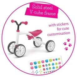 Chillafish Quadie Loopfiets - Roze -Sportuitrusting hfs cpqd01pin steel frame with stickerset